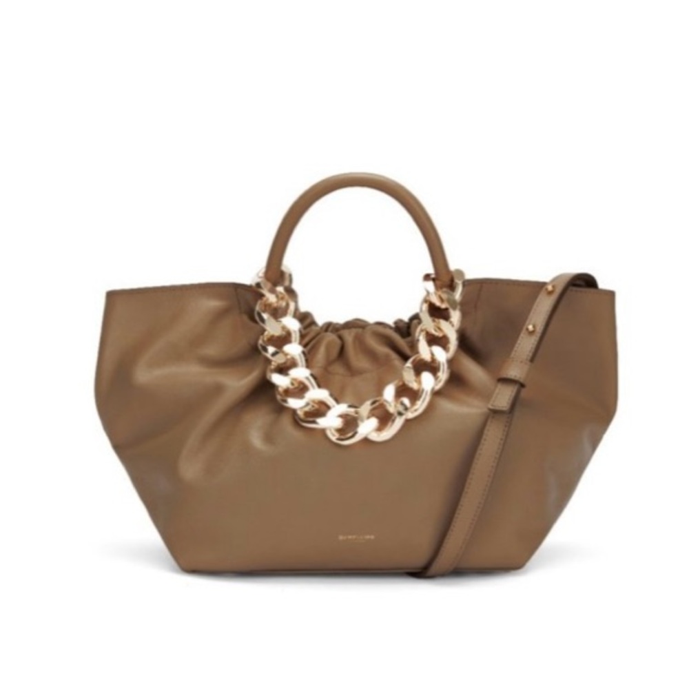DeMellier Brown Leather Shoulder Bag with Chain Detail